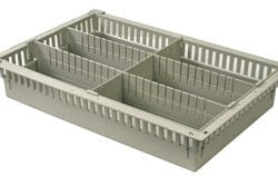 4in Gray Tray with 2 Long and 1 Short Dividers