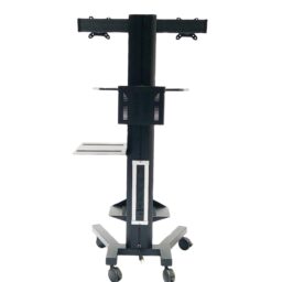Adjustable Height Dual Monitor Mobile Telemedicine Computer Stand