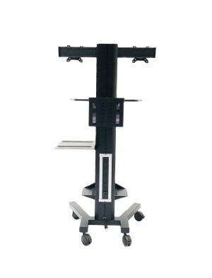 Adjustable Height Dual Monitor Mobile Telemedicine Computer Stand