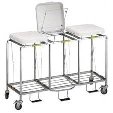 Deluxe Rolling Triple Laundry Hamper w/ Foot Pedal