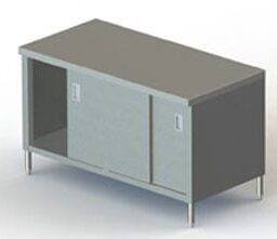 Enclosed 24in Wide Stainless Steel Work Table w/ Sliding Doors