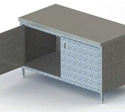 Enclosed 30in Wide Galvanized Steel Work Table w/ Hinged Doors