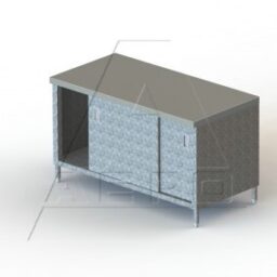 Enclosed 30in Wide Galvanized Steel Work Table w/ Sliding Doors