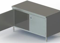 Enclosed 30in Wide Stainless Steel Work Table w/ Hinged Doors