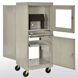 Flat Screen Mobile Computer Security Workstation (26in W x 24in D x 63in H)