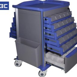 Lite ABS Medication Cart w/ Accessories Blue & Gray