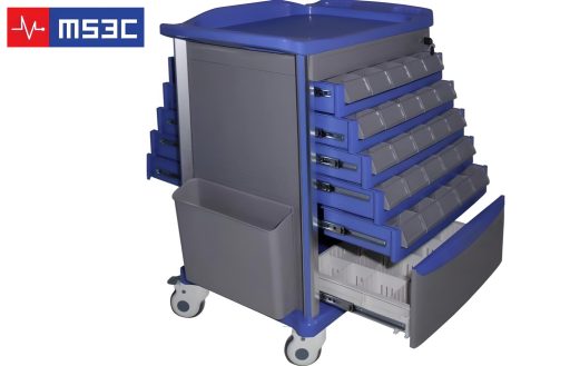 Lite ABS Medication Cart w/ Accessories Blue & Gray