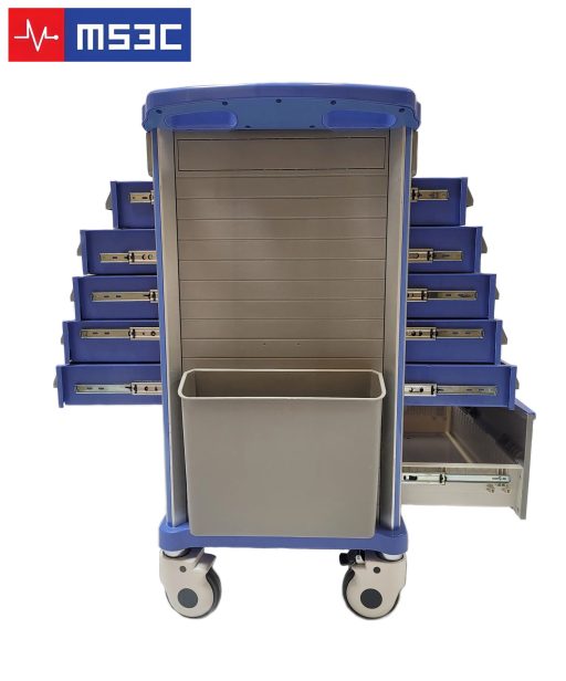 Lite ABS Medication Cart w/ Accessories Blue & Gray - Image 3