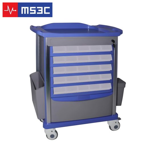 Lite ABS Medication Cart w/ Accessories Blue & Gray - Image 2