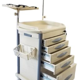Lite Mobile Emergency Crash Cart w/Accessories Beige & Gray