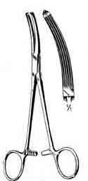 Curved Hysterectomy Forceps w/ 1x2 teeth on Serrated Jaws