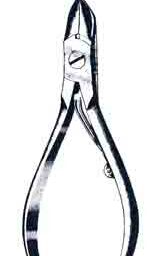 Nail Nippers, Concave Jaws, Single-Spring, Chrome, 4-1/2 in