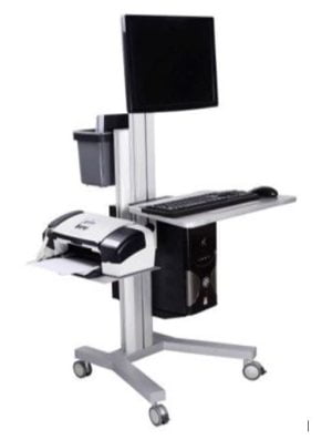 Rolling Telemedicine Computer Stand with Printer Shelf