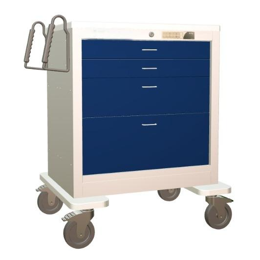 Steel Standard Short Anesthesia Cart w/ 4 Drawers & Electronic Key Lock