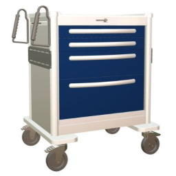 Aluminum Standard Short Anesthesia Cart w/ 4 Drawers & Lever Lock
