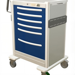 Aluminum Standard Tall Anesthesia Cart w/ 6 Drawers & Electronic Lock