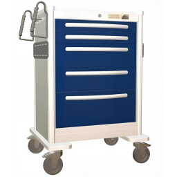 Aluminum Standard Tall Anesthesia Cart w/ 5 Drawers & Electronic Lock