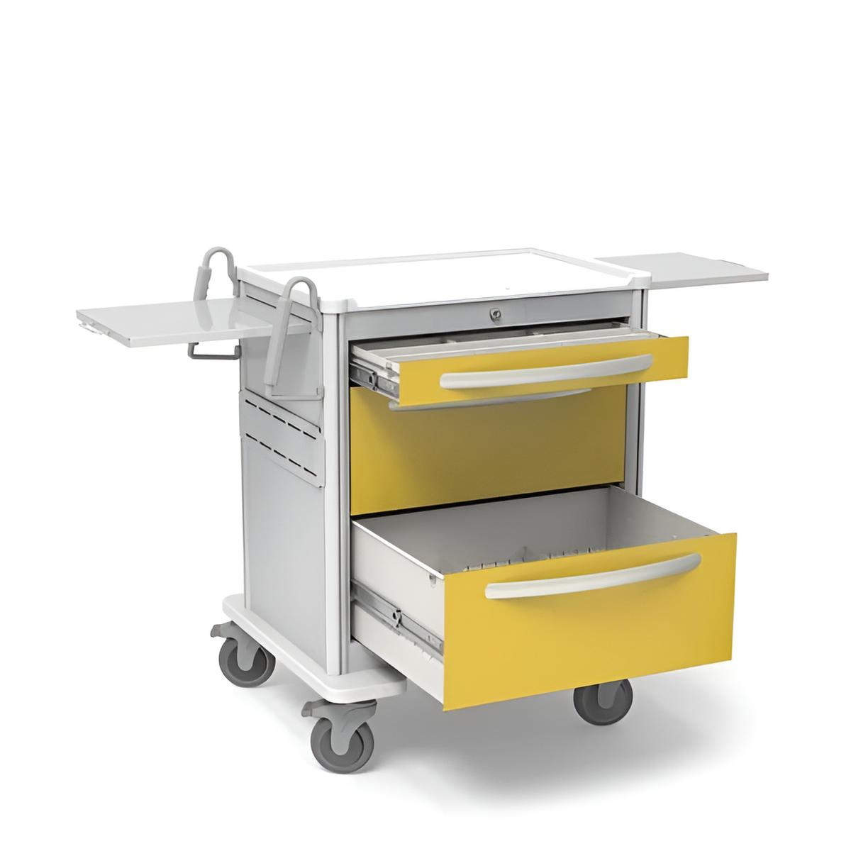Aluminum Standard Tall Isolation Cart w/ 3 Drawers & Key Lock - Image 2