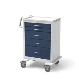 Steel Standard Tall Anesthesia Treatment Cart w/ 5 Drawers & Key Lock