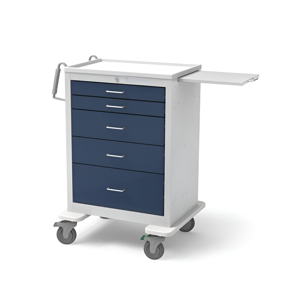 Steel Standard Tall Anesthesia Treatment Cart w/ 5 Drawers & Key Lock - Image 2