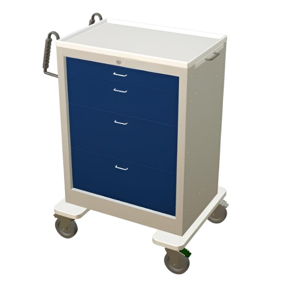 Steel Standard Tall Anesthesia Cart w/ 4 Drawers & Key Lock - Image 2