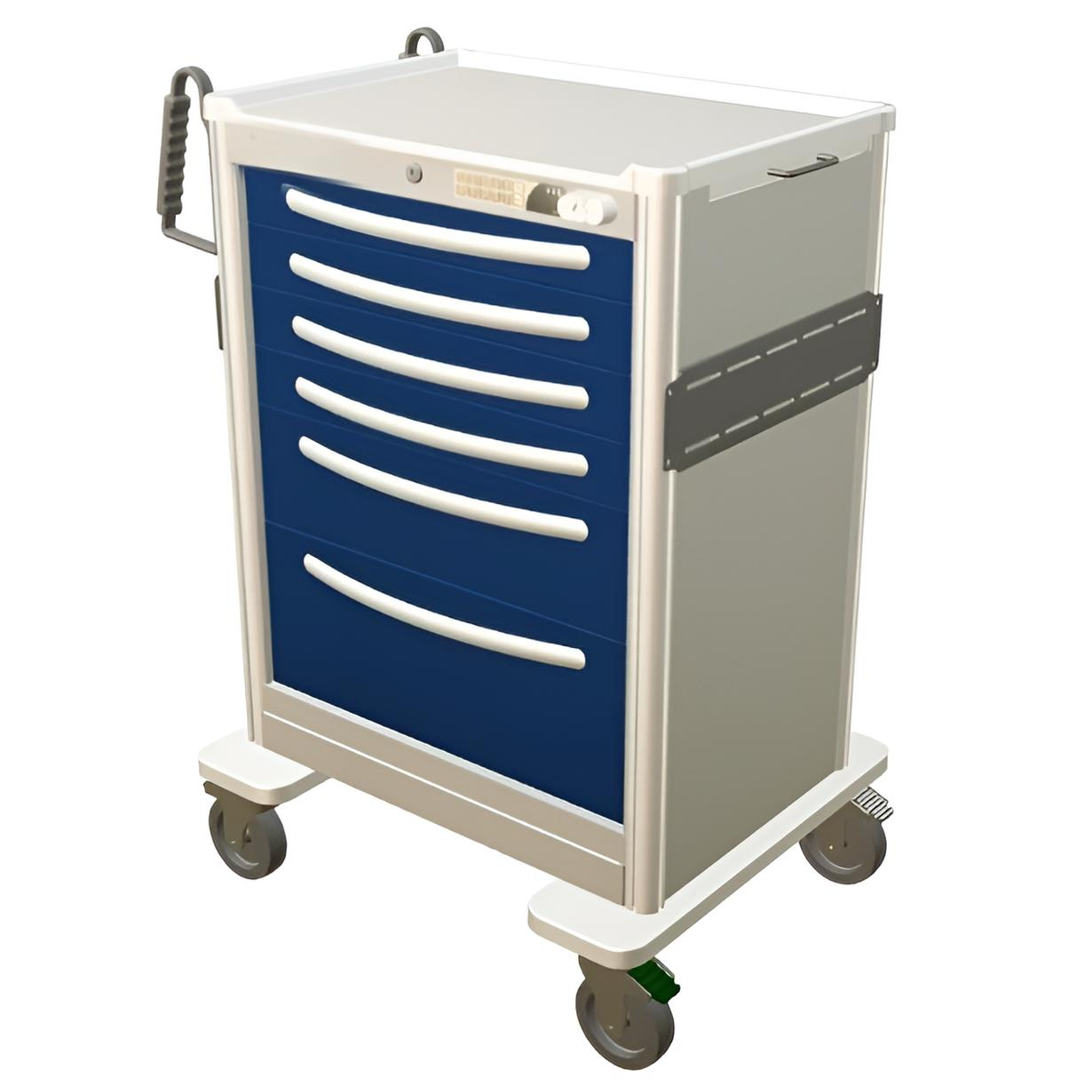 Aluminum Standard Tall Anesthesia Cart w/ 6 Drawers & Proximity Lock - Image 2