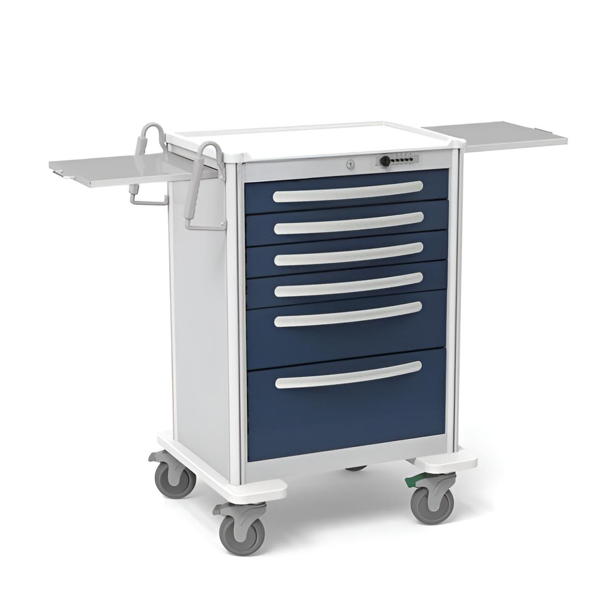 Aluminum Standard Tall Anesthesia Cart w/ 6 Drawers & Simplex Lock - Image 2