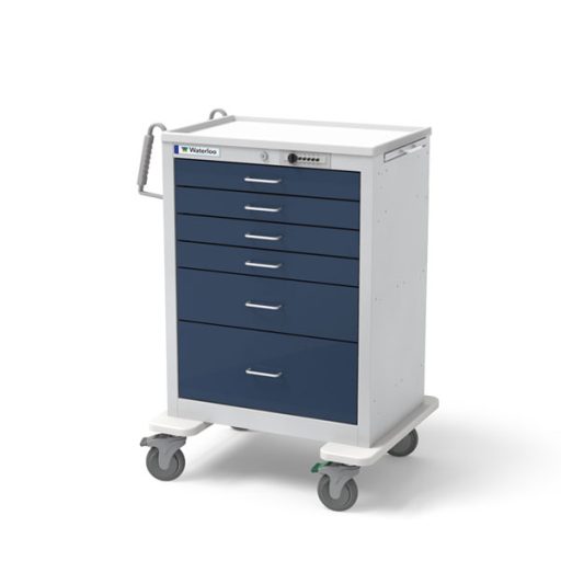 Steel Standard Tall Anesthesia Treatment Cart w/ 6 Drawers & Simplex Lock