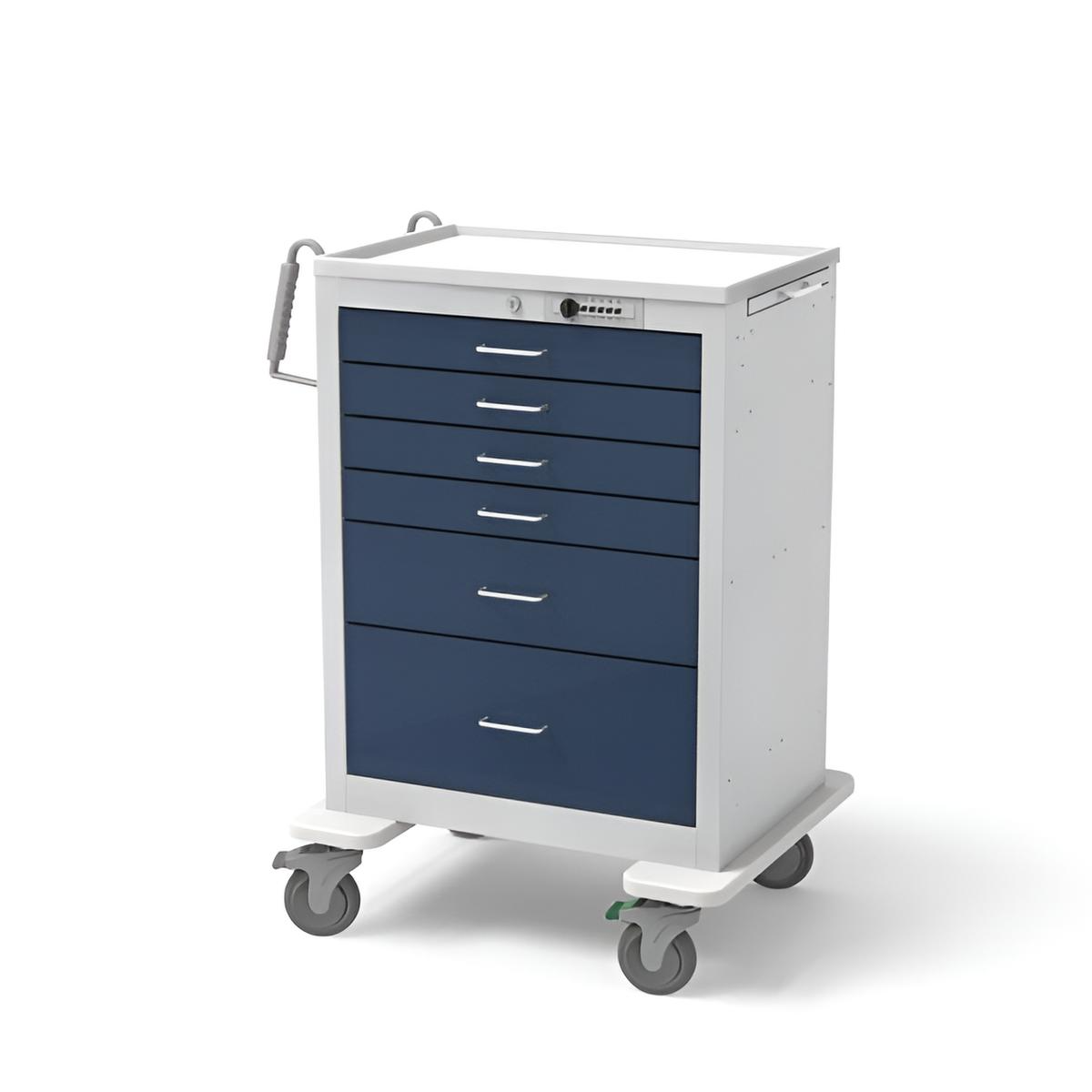 Steel Standard Tall Anesthesia Treatment Cart w/ 6 Drawers & Simplex Lock