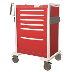 Aluminum Standard Tall Emergency Crash Cart w/ 6 Drawers & Electronic Lock