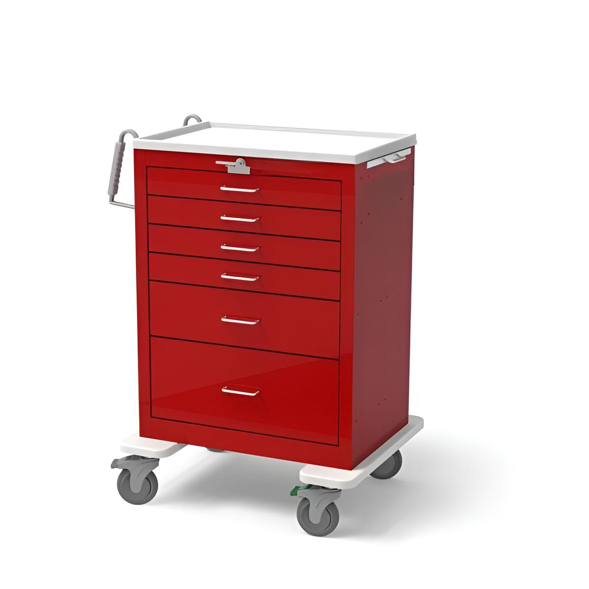 Steel Standard Tall Emergency Crash Cart w/ 6 Drawers & Lever Lock