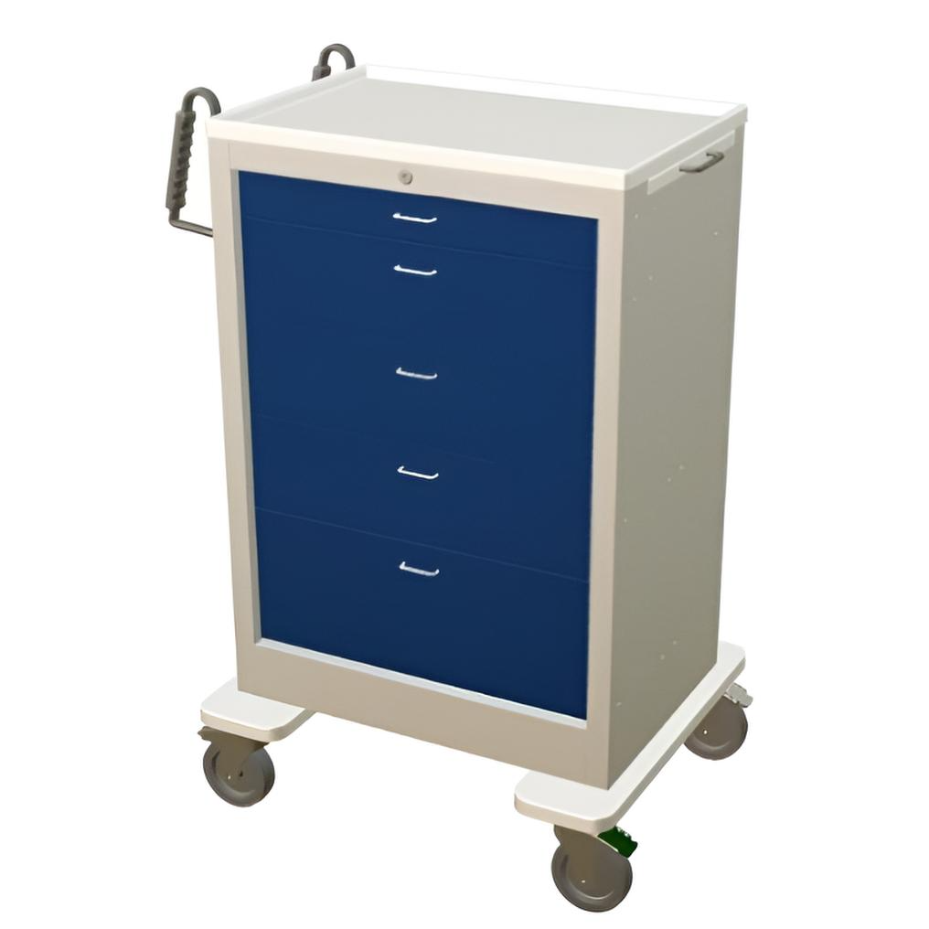 Steel Standard X-Tall Anesthesia Cart w/ 5 Drawers & Key Lock - Image 2