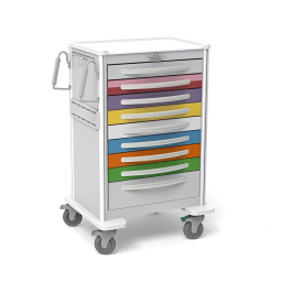 Aluminum Standard Tall Pediatric Emergency Crash Cart w/ 9 Drawers & Lever Lock