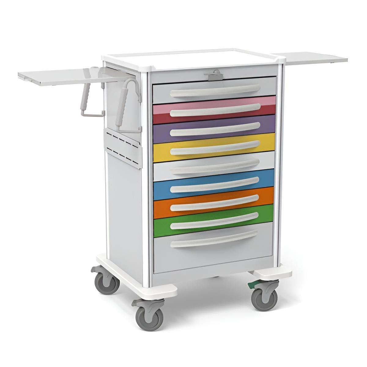 Aluminum Standard Tall Pediatric Emergency Crash Cart w/ 9 Drawers & Lever Lock - Image 2