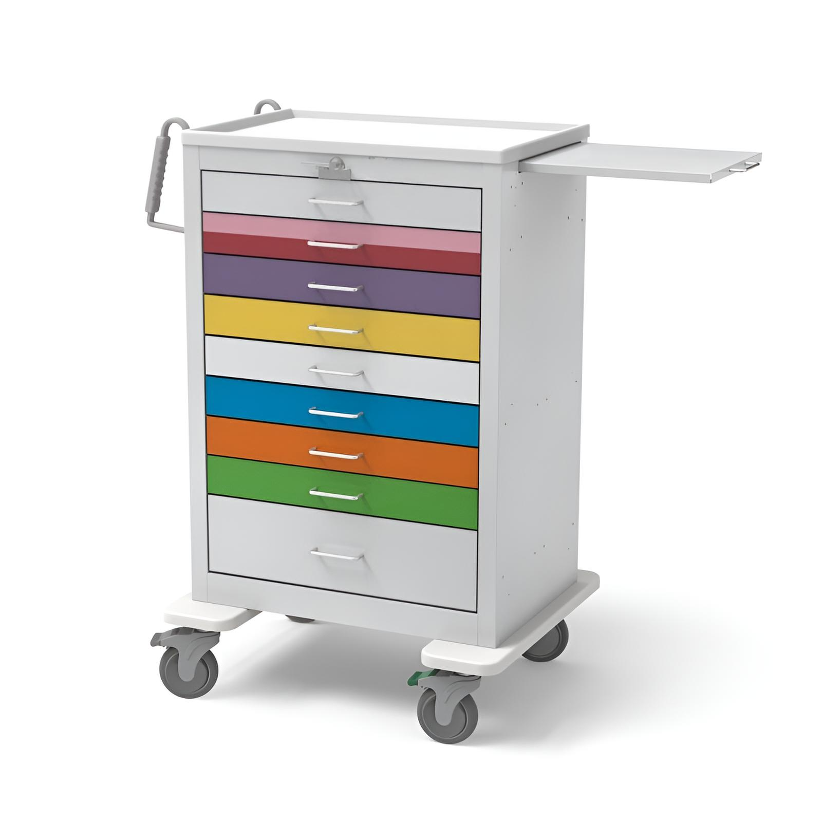 Steel Standard Tall Pediatric Emergency Crash Cart w/ 9 Drawers & Lever Lock - Image 2