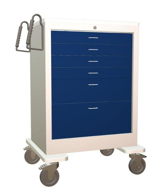 Steel Standard Tall Anesthesia Treatment Cart w/ 6 Drawers & Key Lock - Image 2