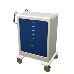 Steel Standard Tall Anesthesia Treatment Cart w/ 6 Drawers & Key Lock