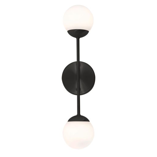 Spherical LED Sconce Wall Mount Light Fixture 2 Glass Globes 17" - Image 2
