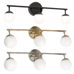 Spherical LED Vanity Wall Mount Light Fixture 3 Glass Globes 24"