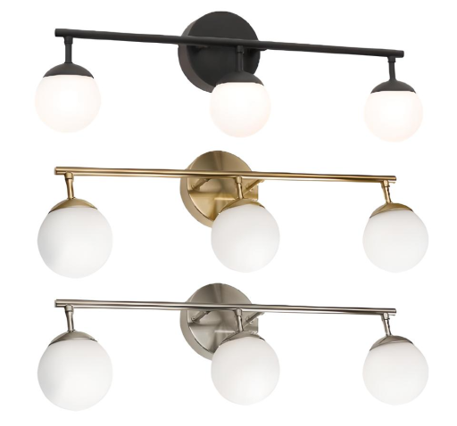 Spherical LED Vanity Wall Mount Light Fixture 3 Glass Globes 24"