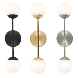Spherical LED Sconce Wall Mount Light Fixture 2 Glass Globes 17"