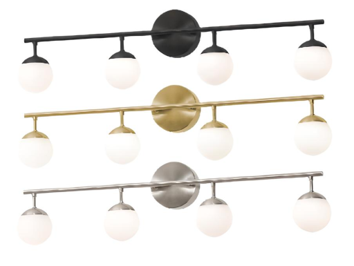 Spherical LED Vanity Wall Mount Light Fixture 4 Glass Globes 32"