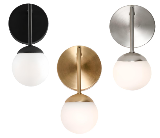 Spherical LED Sconce Wall Mount Light Fixture 1 Glass Globe 9"