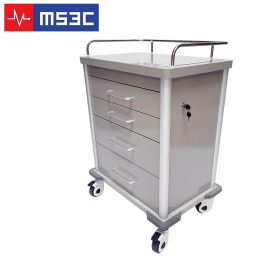 Steel Economy Medical Cart w/ 4 Drawers & Guardrail