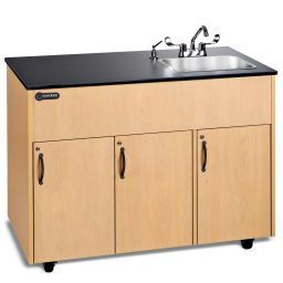 Portable Stainless Steel Deep Single Sink Basin w/Laminate Countertop & 3 Cabinets