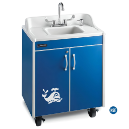 Child Height Portable ABS Countertop, Splashguard & Single Sink Basin w/ Laminate Cabinet