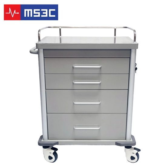 Steel Economy Medical Cart w/ 4 Drawers & Guardrail - Image 2