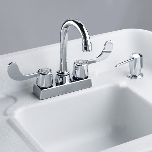 Child Height Portable ABS Countertop, Splashguard & Single Sink Basin w/ Laminate Cabinet - Image 2