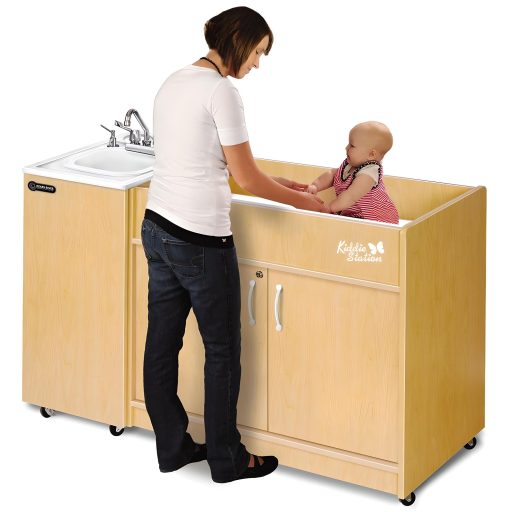 Portable ABS Countertop, Single Sink Basin w/ Laminate Cabinet & Changing Station - Image 2