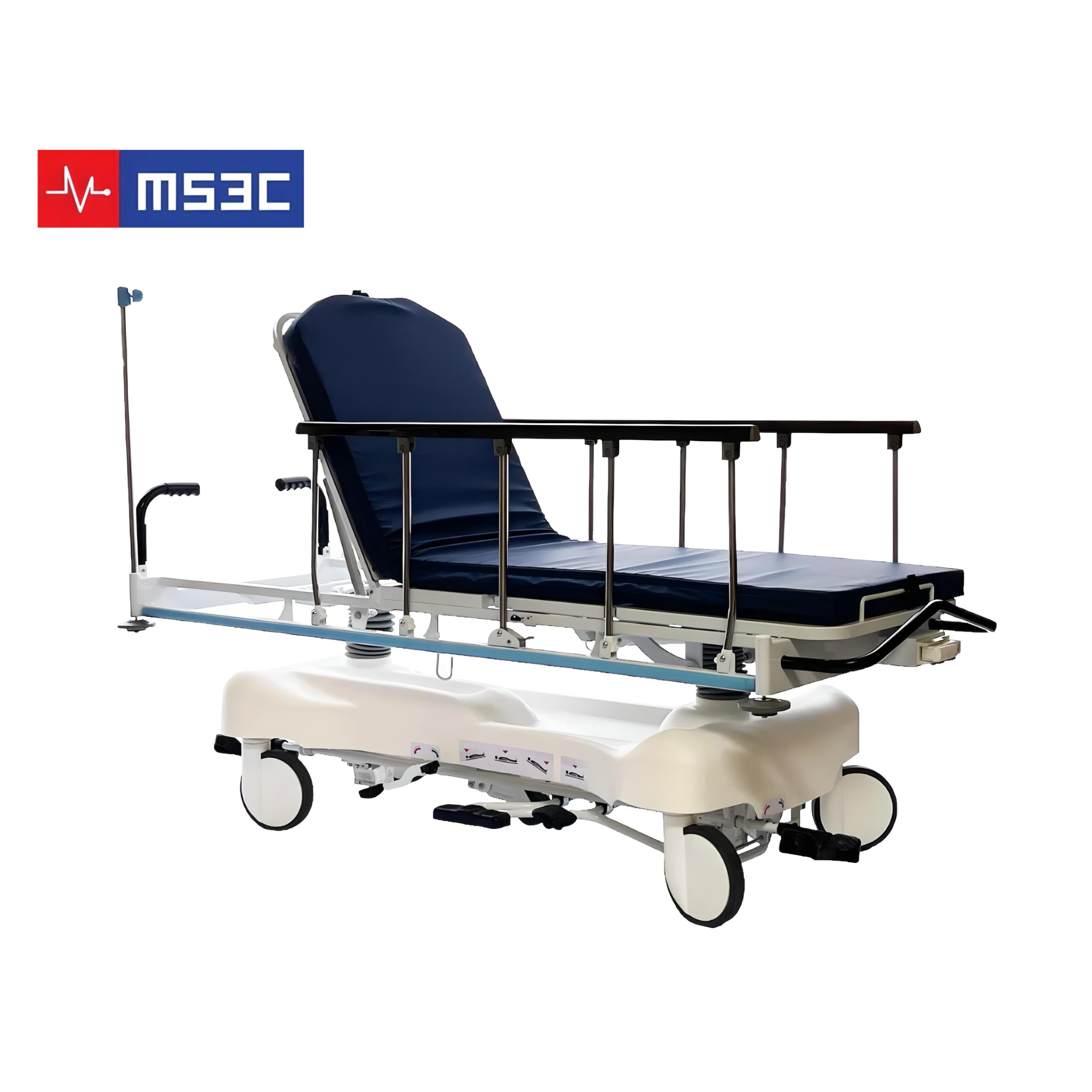 Height Adjustable Bariatric Patient Transport Stretcher - 1000lb Capacity